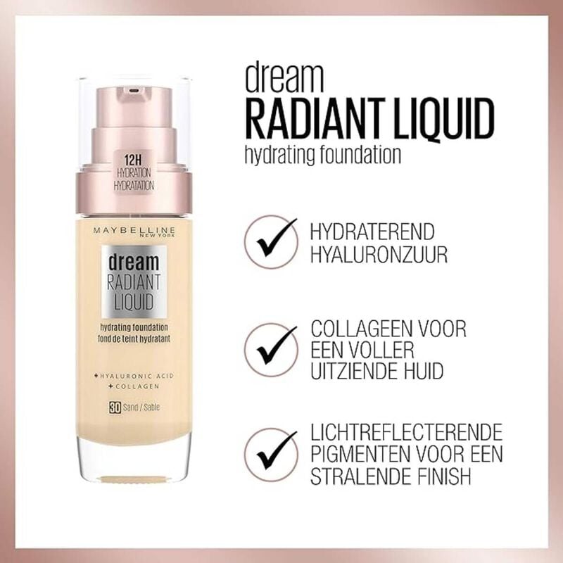 maybelline new york dream radiant liquid foundation sand 30