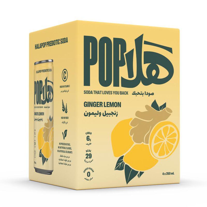 halapop prebiotic soda ginger lemon 4 pack