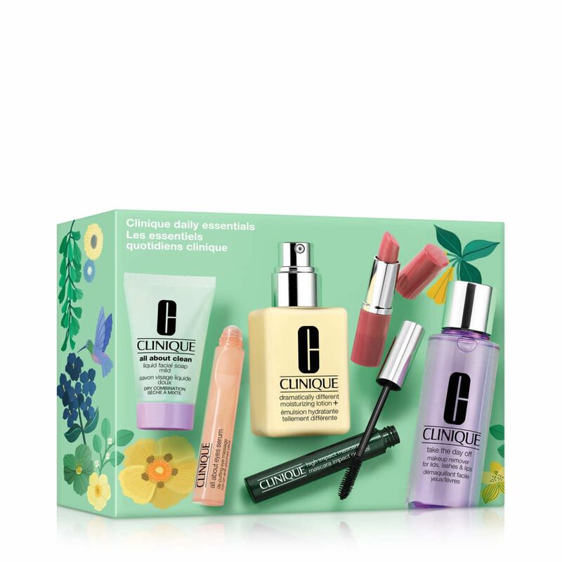 كلينيك طقم العناية بالبشرة والماكياج daily essentials skincare + makeup