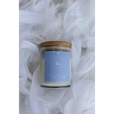 faces blue scented candles jar