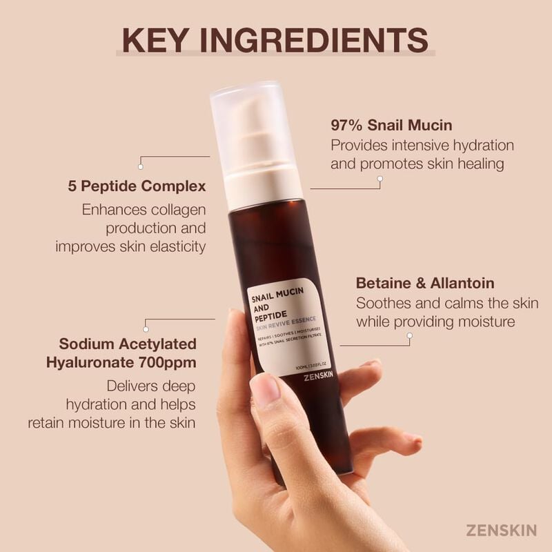 zenskin snail mucin and peptide skin revive essence