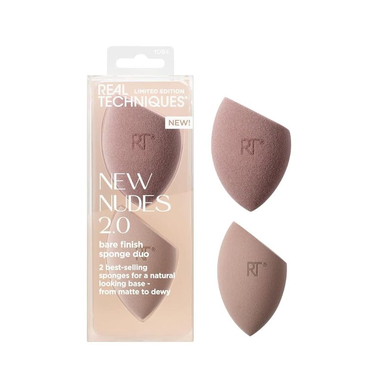 real techniques new nudes 2.0 bare finish sponge duo, 2 piece set