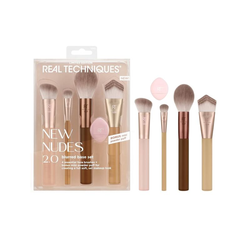 real techniques new nudes 2.0 blurred base kit, 5 piece set