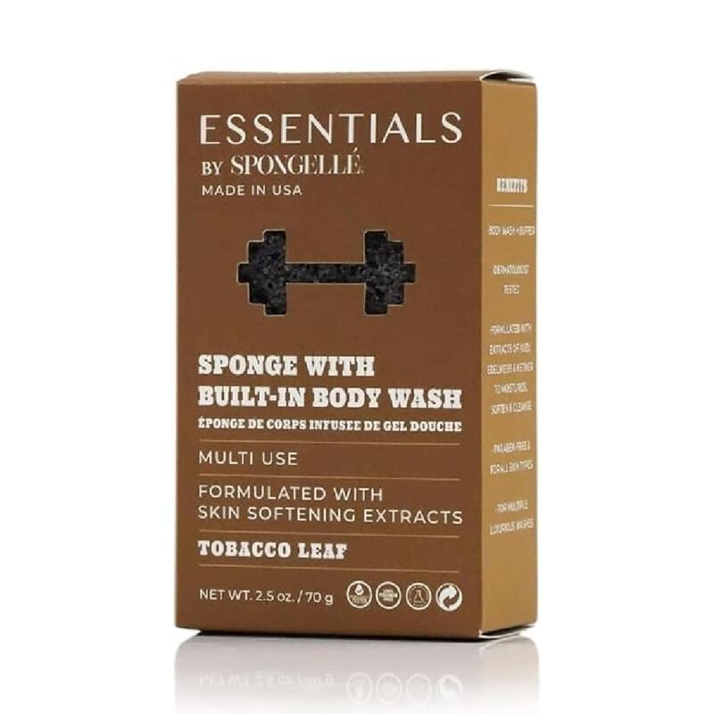spongelle essentials men's tobacco leaf body wash infused buffer (multi use)