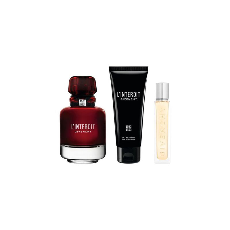 givenchy l'interdit rouge with hydrating body lotion and travel spray