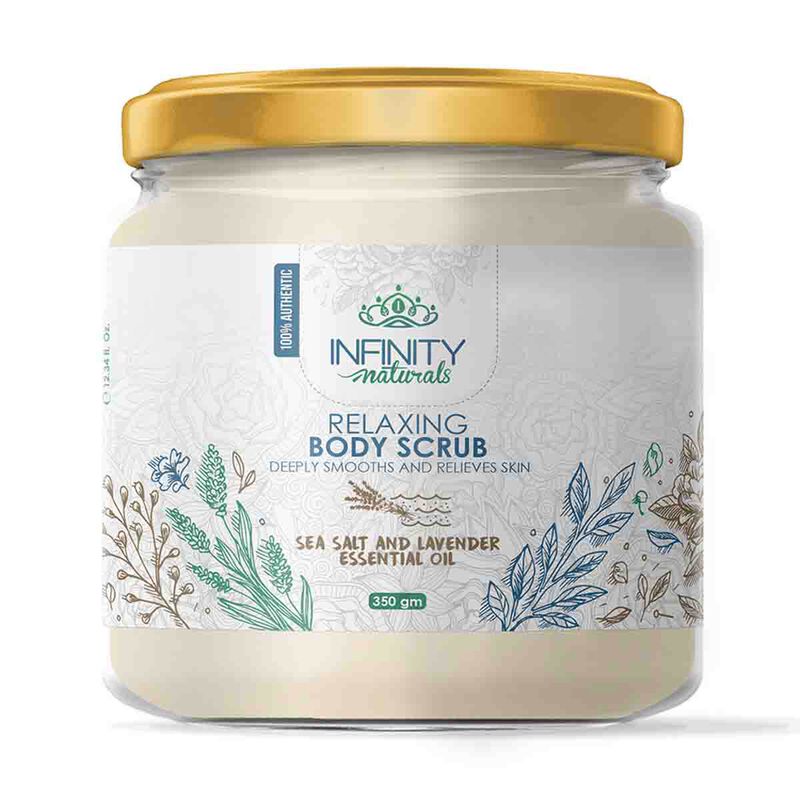 infinity natural infinity naturals relaxing  body scrub sea salt & lavender essential oil