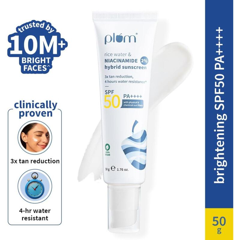 plum rice water & niacinamide sunscreen spf50