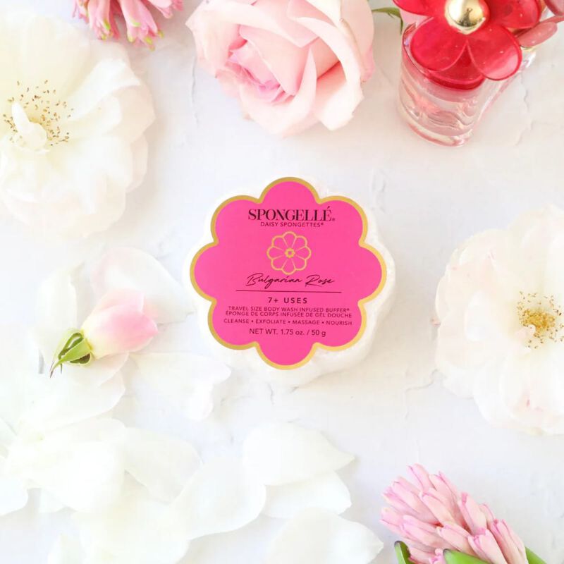 spongelle daisy collection bulgarian rose body wash infused spongette (7+ uses)