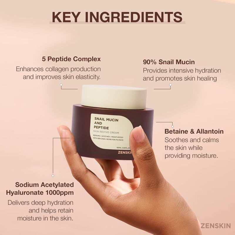 zenskin snail mucin and peptide skin revive cream