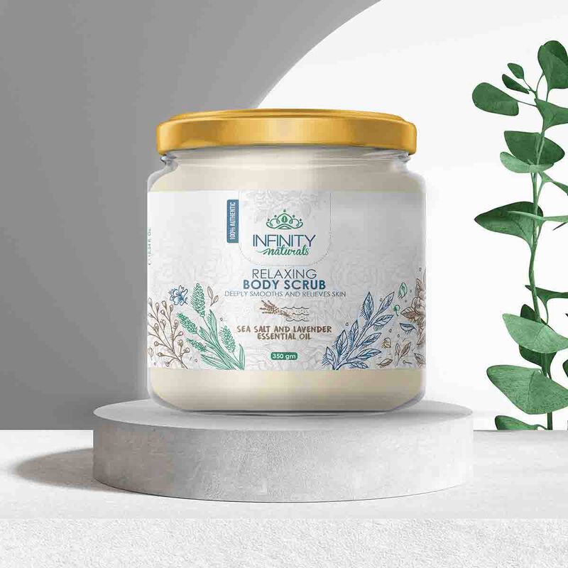 infinity natural infinity naturals relaxing  body scrub sea salt & lavender essential oil