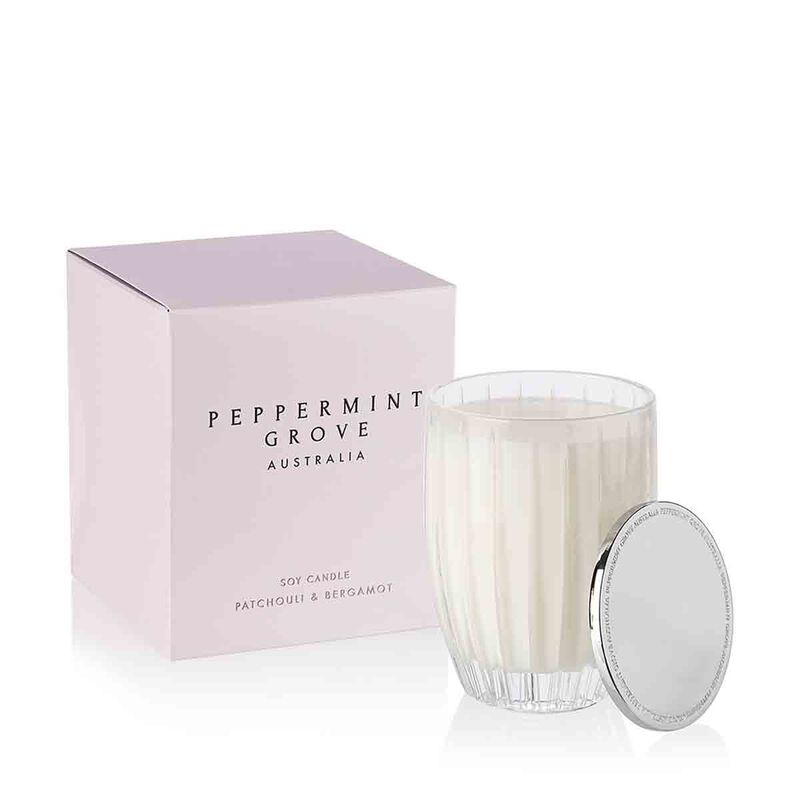 peppermint grove patchouli & bergamot candle 350g