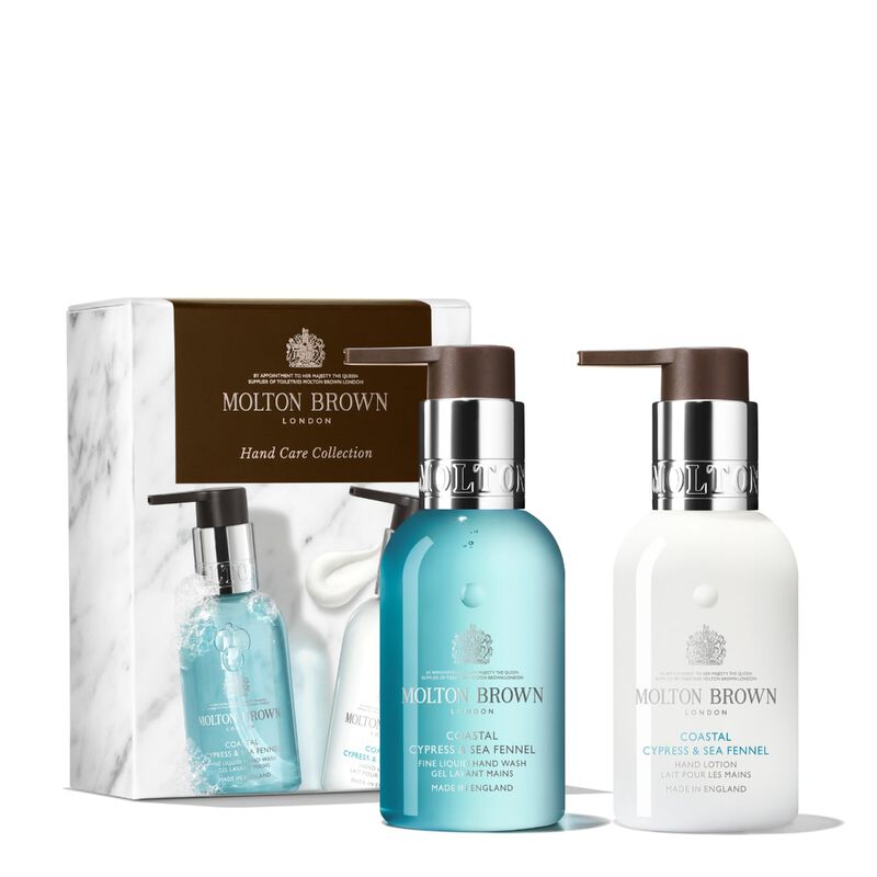 molton brown coastal cypress & sea fennel hand care collection