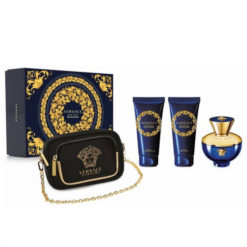 versace dylan blue pour femme eau de parfum 100ml spray + shower gel & body lotion 100ml + gift