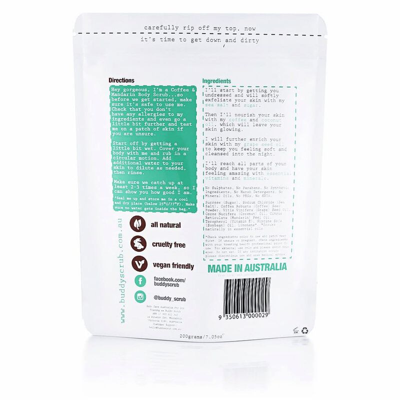 buddy scrub coffee & mandarin natural body scrub 200g