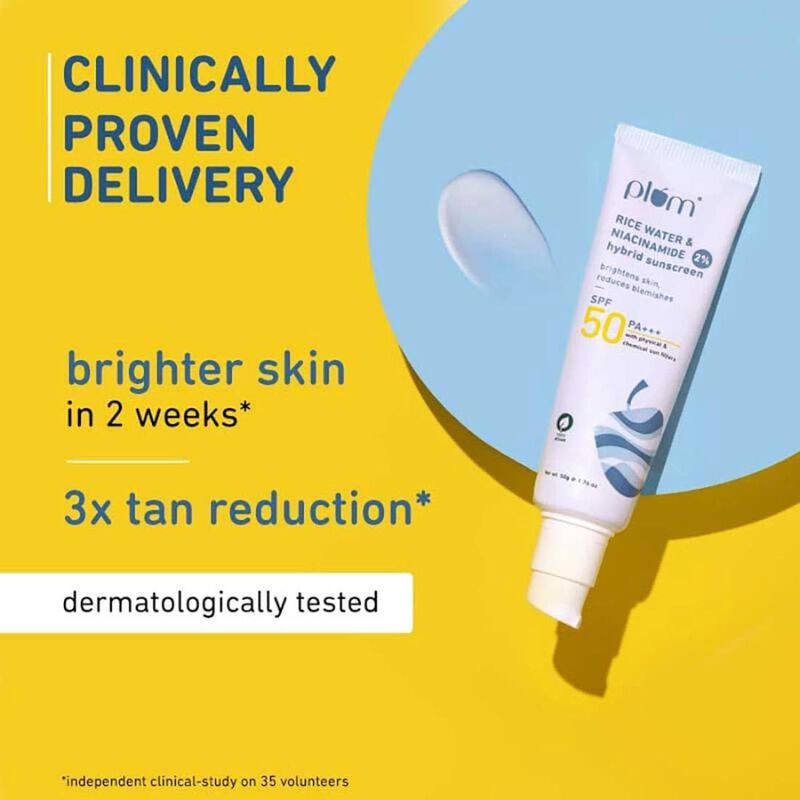 plum rice water & niacinamide sunscreen spf50