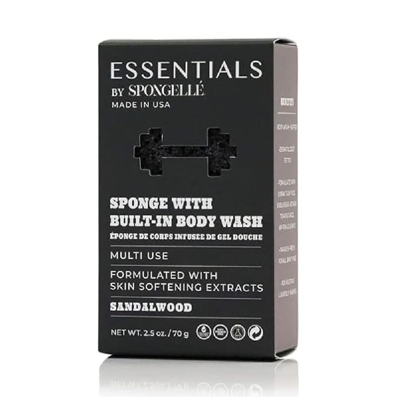spongelle essentials men's sandalwood body wash infused buffer (multi use)
