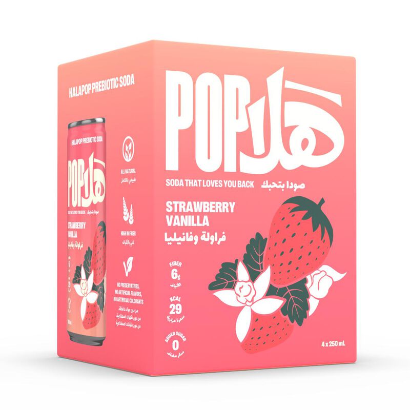 halapop prebiotic soda strawberry vanilla 4 pack