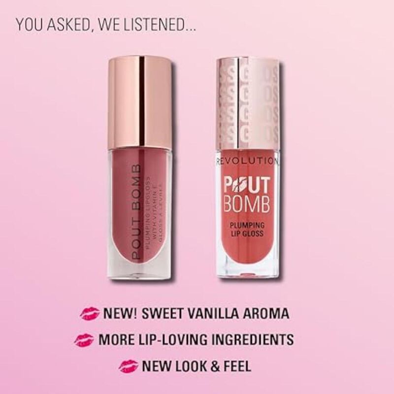 revolution beauty london pout bomb plumping gloss kiss nude