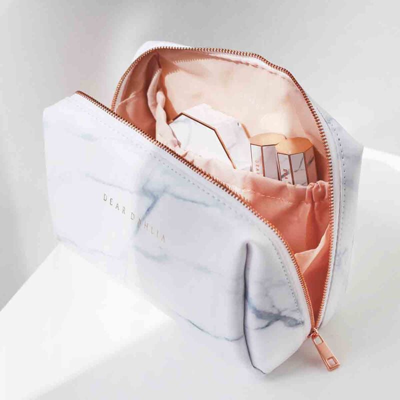 dear dahlia signature marble makeup pouch