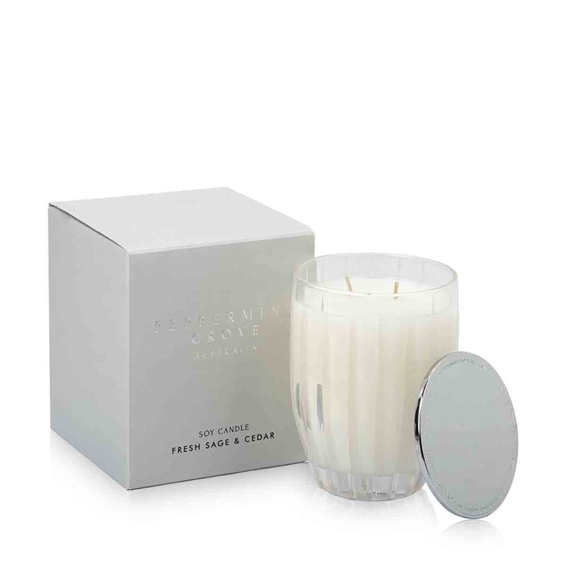 peppermint grove fresh sage and cedar candle 350g