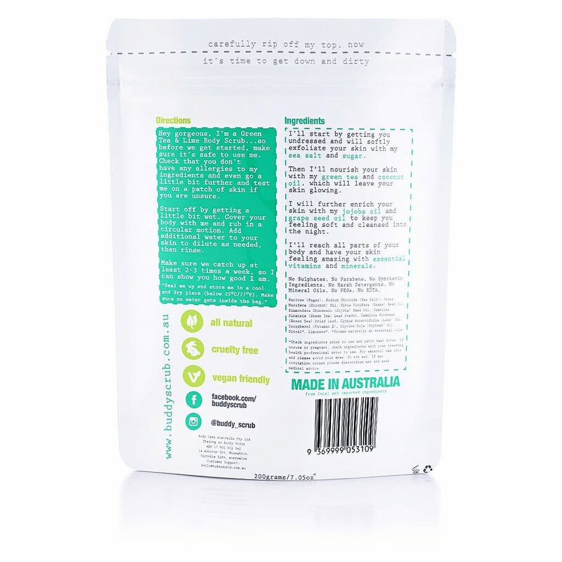 buddy scrub green tea & lime natural body scrub 200g
