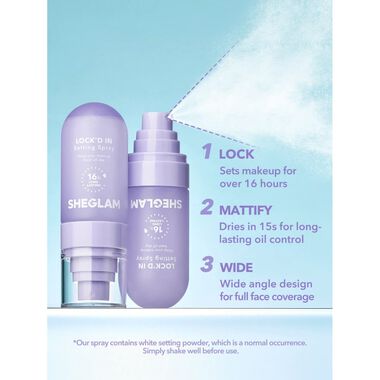 faces sheglam lock d in setting spray mattifying effect white