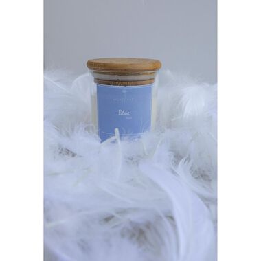 faces blue scented candles jar