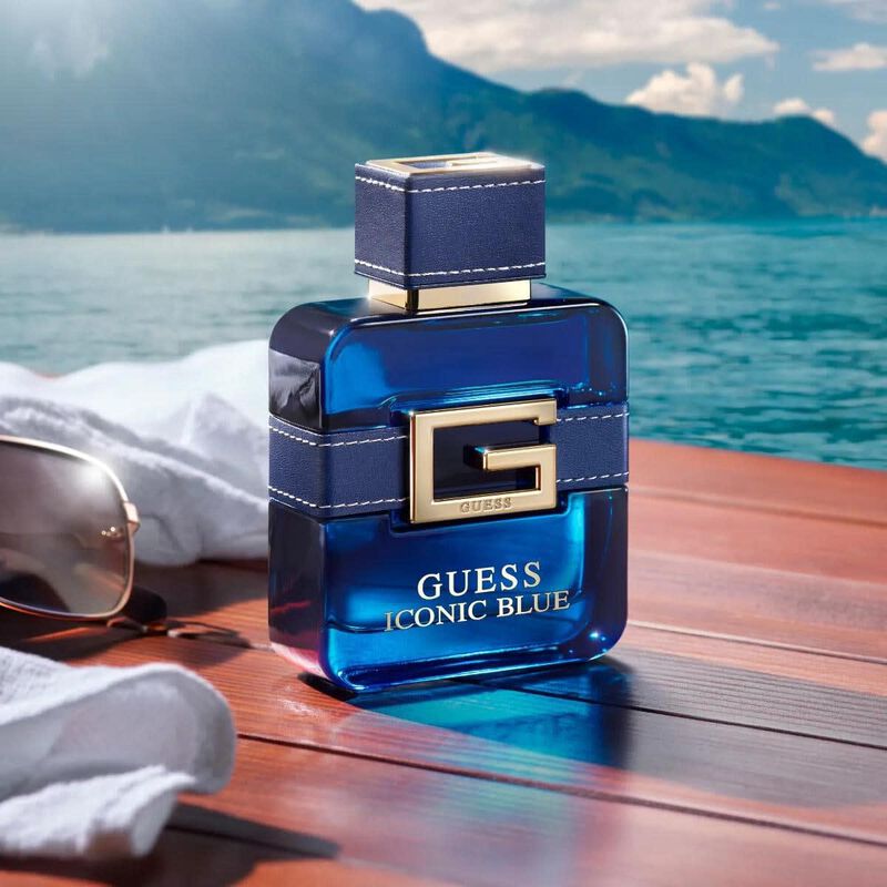 guess iconic man blue