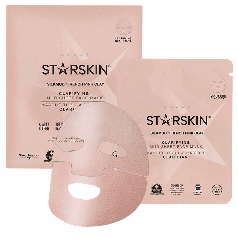 starskin silkmud pink french clay purifying liftaway mud face sheet mask