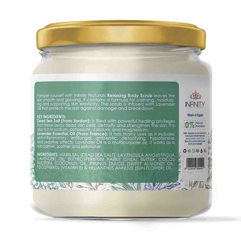 infinity natural infinity naturals relaxing  body scrub sea salt & lavender essential oil