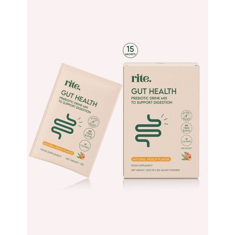 rite gut health drink mix peach flavor  x15 sachets