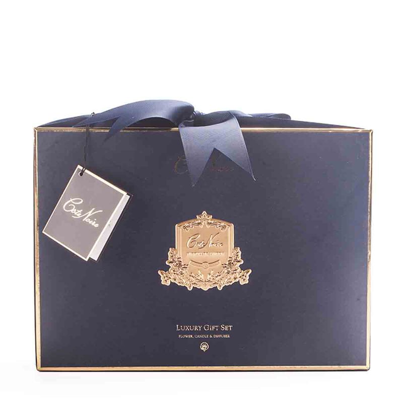 كوت نوار معطر جو باقة هدية أو دي في صندوق أزرق مع شارة ذهبية