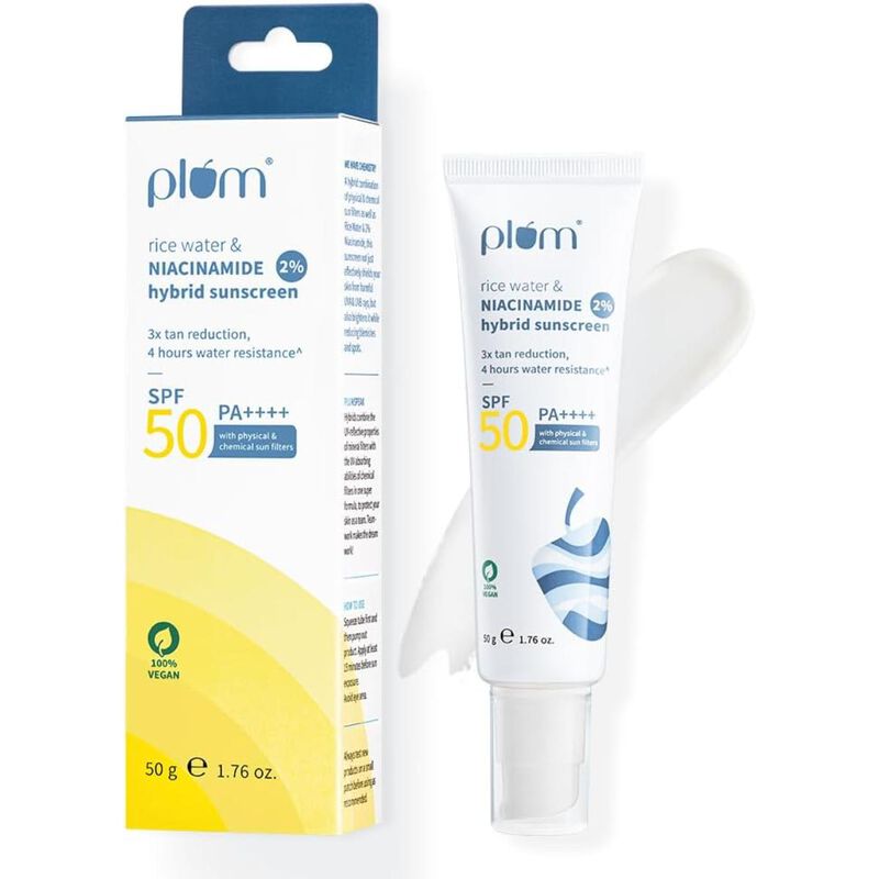 plum rice water & niacinamide sunscreen spf50