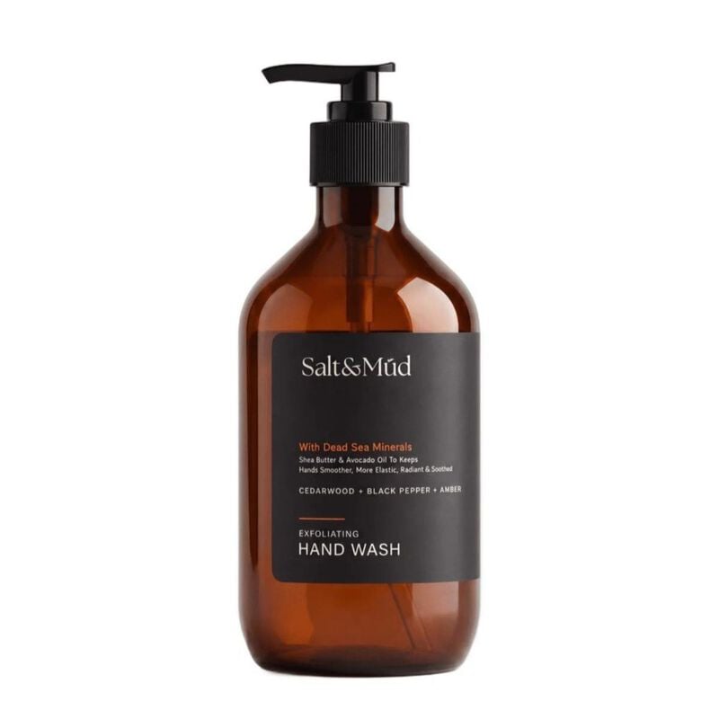 salt & mud exfoliating hand wash cedarwood, black pepper & amber with dead sea minerals