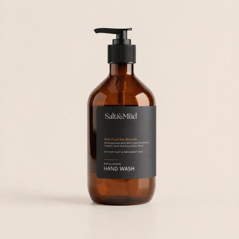 salt & mud exfoliating hand wash vetiver root & bergamot rind with dead sea minerals