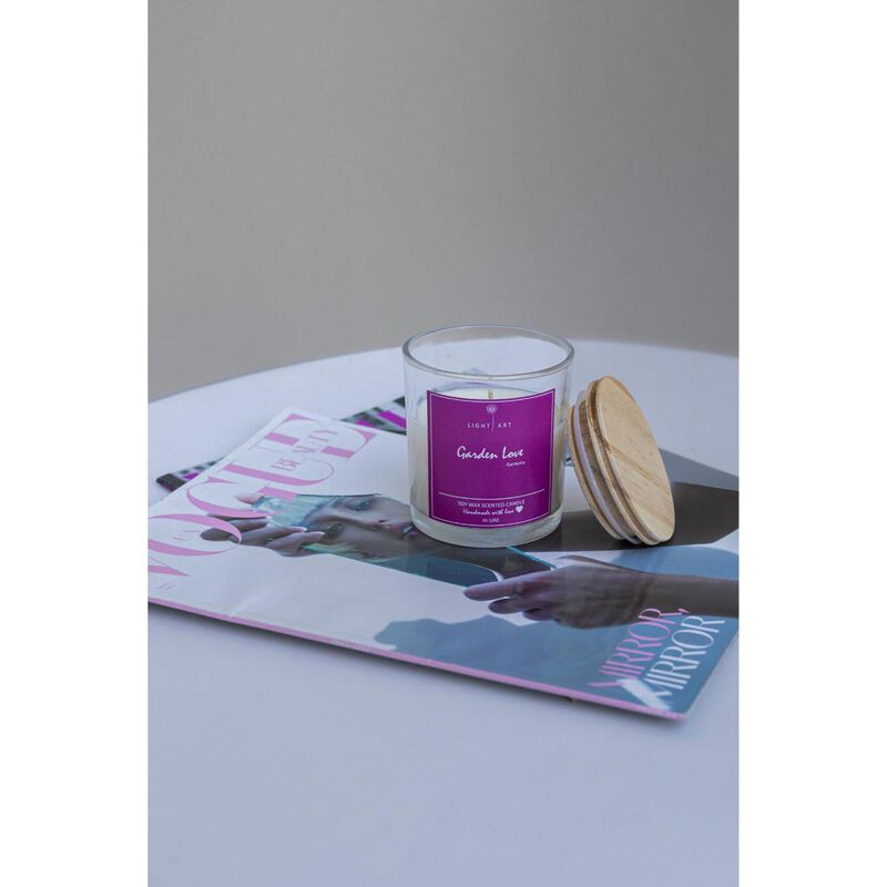 light art garden love scented candle jar