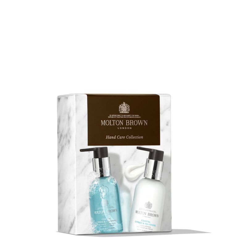 molton brown coastal cypress & sea fennel hand care collection