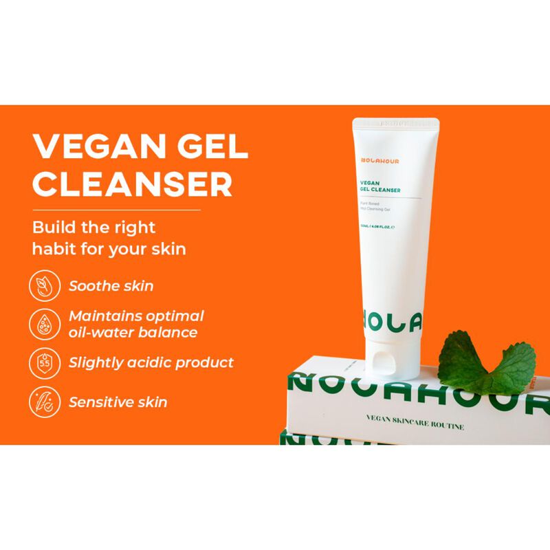 nolahour vegan gel cleanser low ph soothing wash for acneprone skin