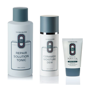 Ceramide Moisture Dew x Repair Solution Tonic x Clear Sun Block Collagen faces ceramide moisture dew x repair solution tonic x clear sun block collagen