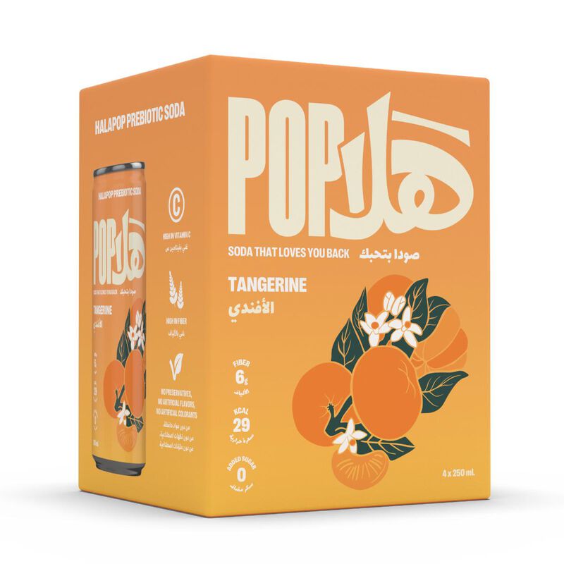 halapop prebiotic soda tangerine 4 pack