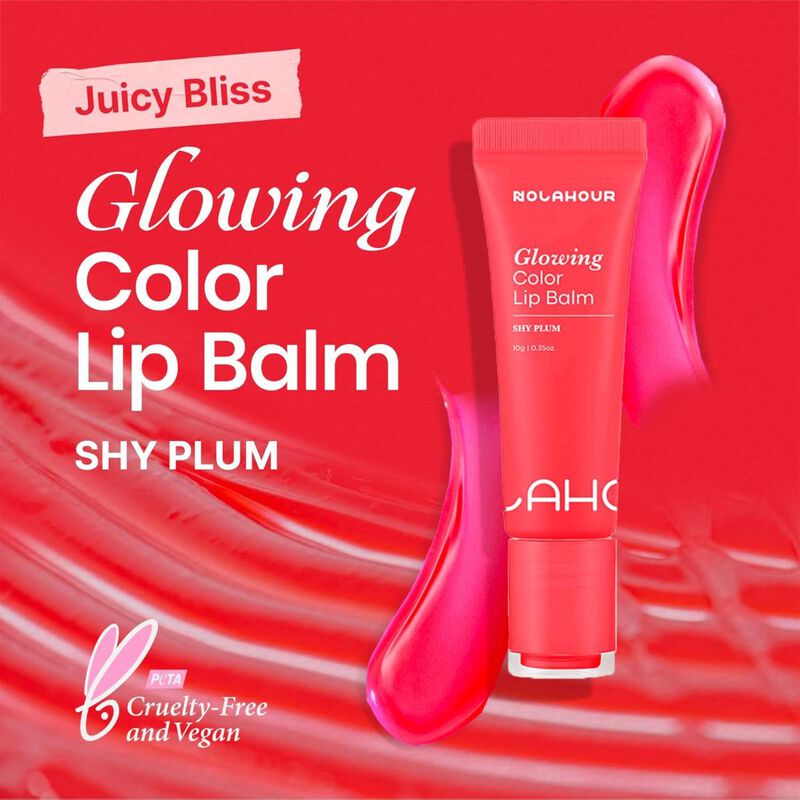 nolahour shy plum glowing color lip balm nourishing, shining, moisturizing