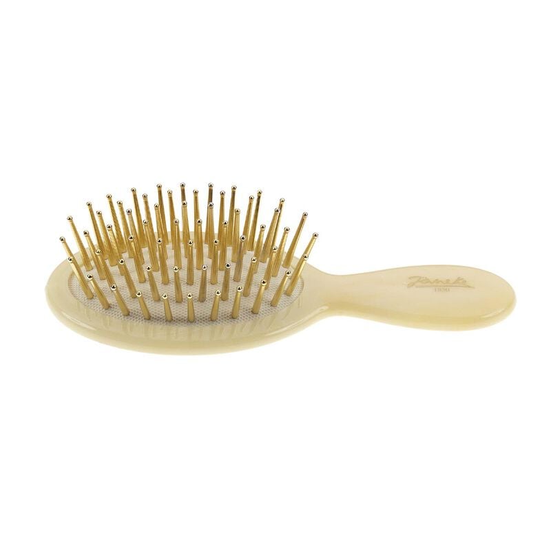 Air Cushioned Brush - Beige, Small Horn Imitation With Gold Pins