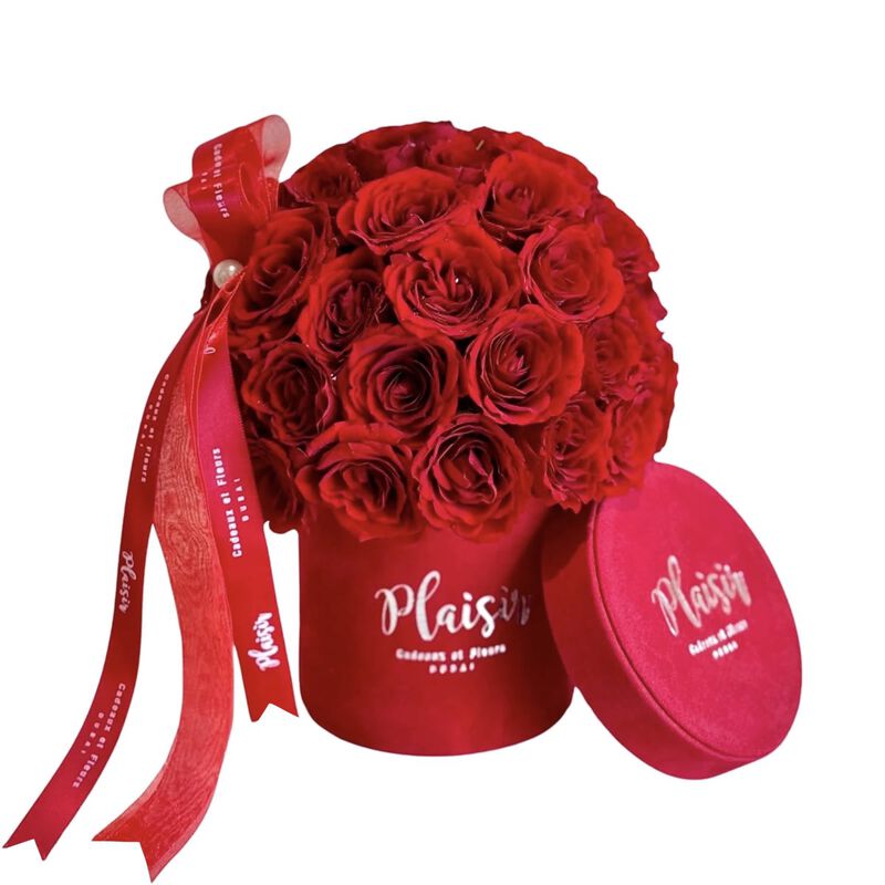 plaisir cadeaux et fleurs giftset freesia fragrance and fresh red roses