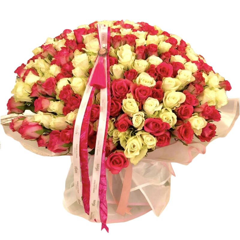 plaisir cadeaux et fleurs handtied bouquet 251 mix coloured roses