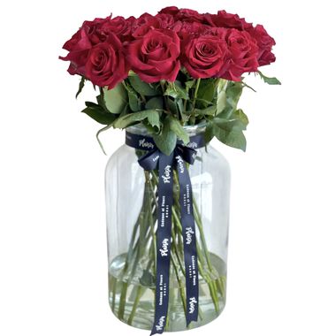 faces vase   red roses sorrento