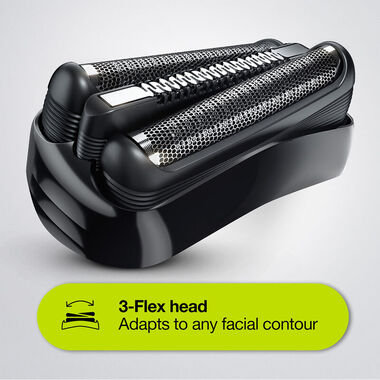 faces electric shaver with 3 flexible blades
