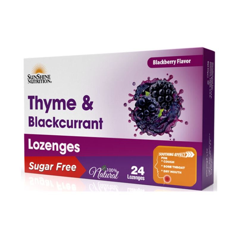 sunshine nutrition thyme & blackcurrant sugar free lozenges