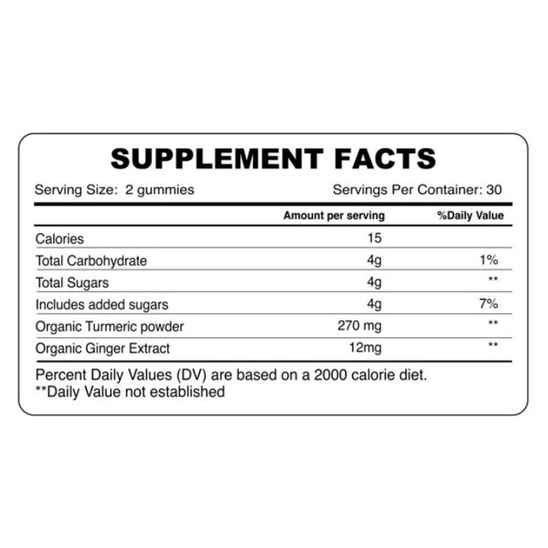 organic earth turmeric with ginger gummies for adults