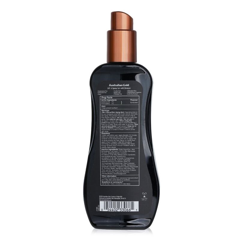australian gold spray gel sunscreen spf 4 with instant bronzer