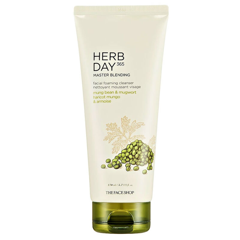 the face shop herbday 365 master blending facial foaming cleanser mungbean